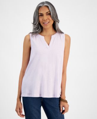 売れ筋商品|||チャータークラブ カットソー トップス レディース Women's 100% Linen Sleeveless Button-Front Shirt, Exclusively at Macy's Bright White Charter Club Women's 100% Linen Sleeveless Button-Front