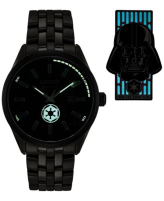 Citizen Eco-Drive Men's Star Wars Darth Vader Black-Tone Stainless Steel Bracelet Watch 41mm Gift Set