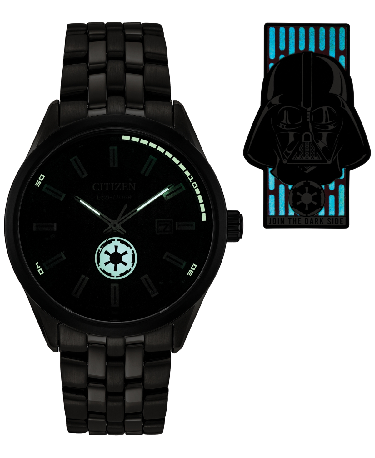 Shop Citizen Eco-drive Men's Star Wars Darth Vader Black-tone Stainless Steel Bracelet Watch 41mm Gift Set In No Color