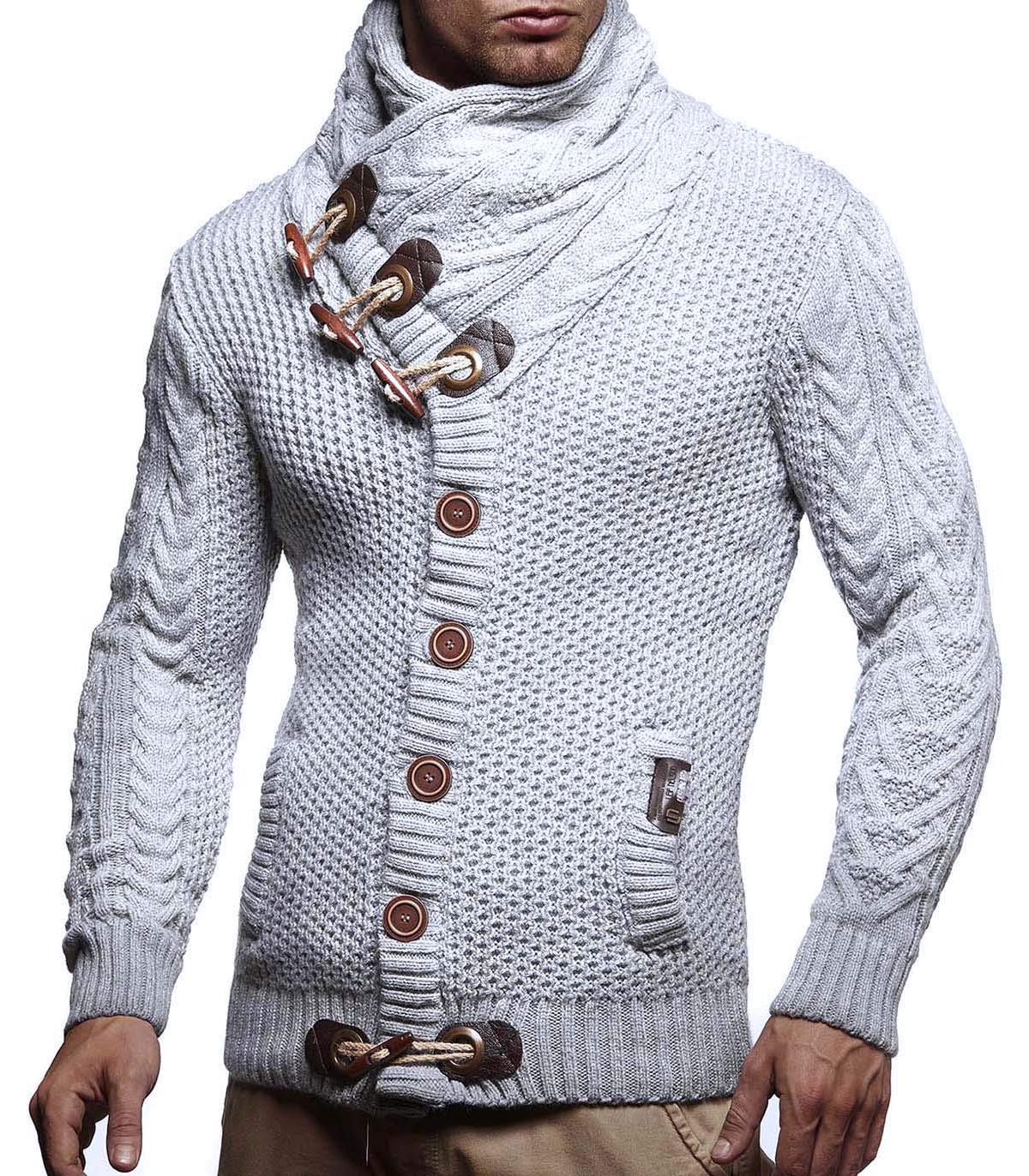Leif Nelson Men's Knitted Turtleneck Jacket - Winter Cardigan Sweaters for Men