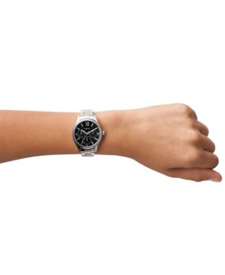 His and Her Multifunction Silver-Tone Stainless Steel Watch Set, 42mm 36mm