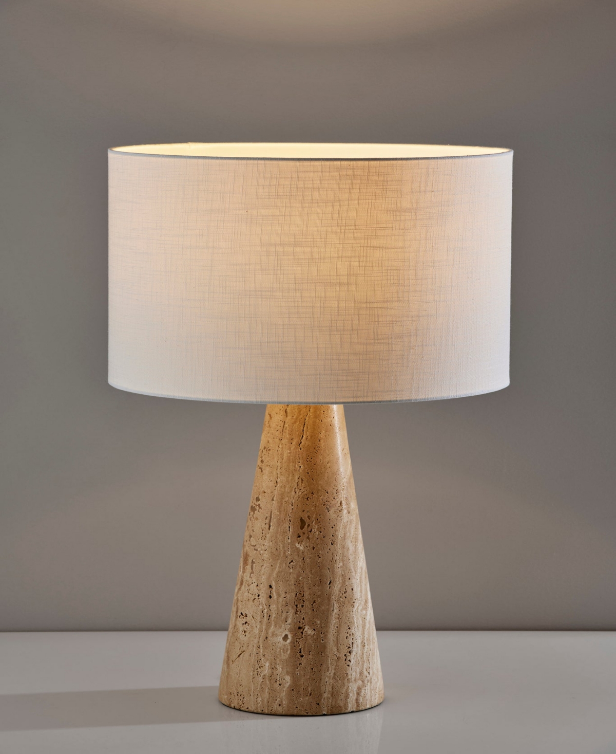 Adesso 25.5" Travis Tall Table Lamp In Travertine Stone