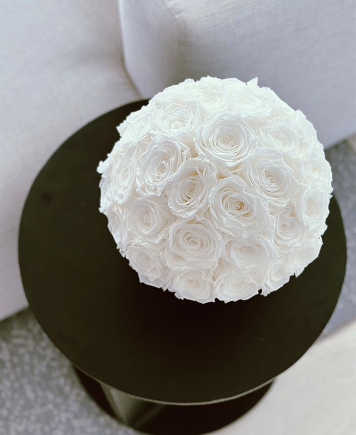 Rose Box NYC Half Ball of Pure White Long Lasting Preserved Real Roses ...