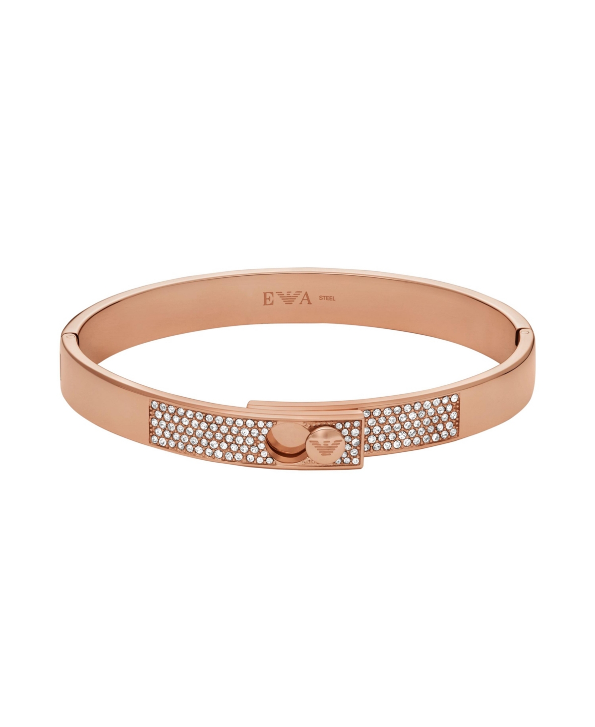 Women's Rose Gold-Tone Stainless Steel with Crystals Setted Bangle Bracelet, EGS3089221 - Copper