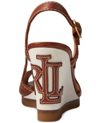 Ralph Lauren ロニ ロゴ ウェッジソール サンダル Roni Roni Burnished Leather Sandal