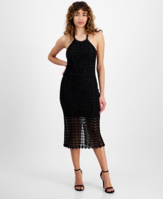 GUESS - Women's Alina Halter-Neck Sleeveless Midi Dress