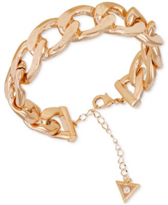 GUESS - Gold-Tone Logo-Detail Graduated Chunky Curb Chain Bracelet