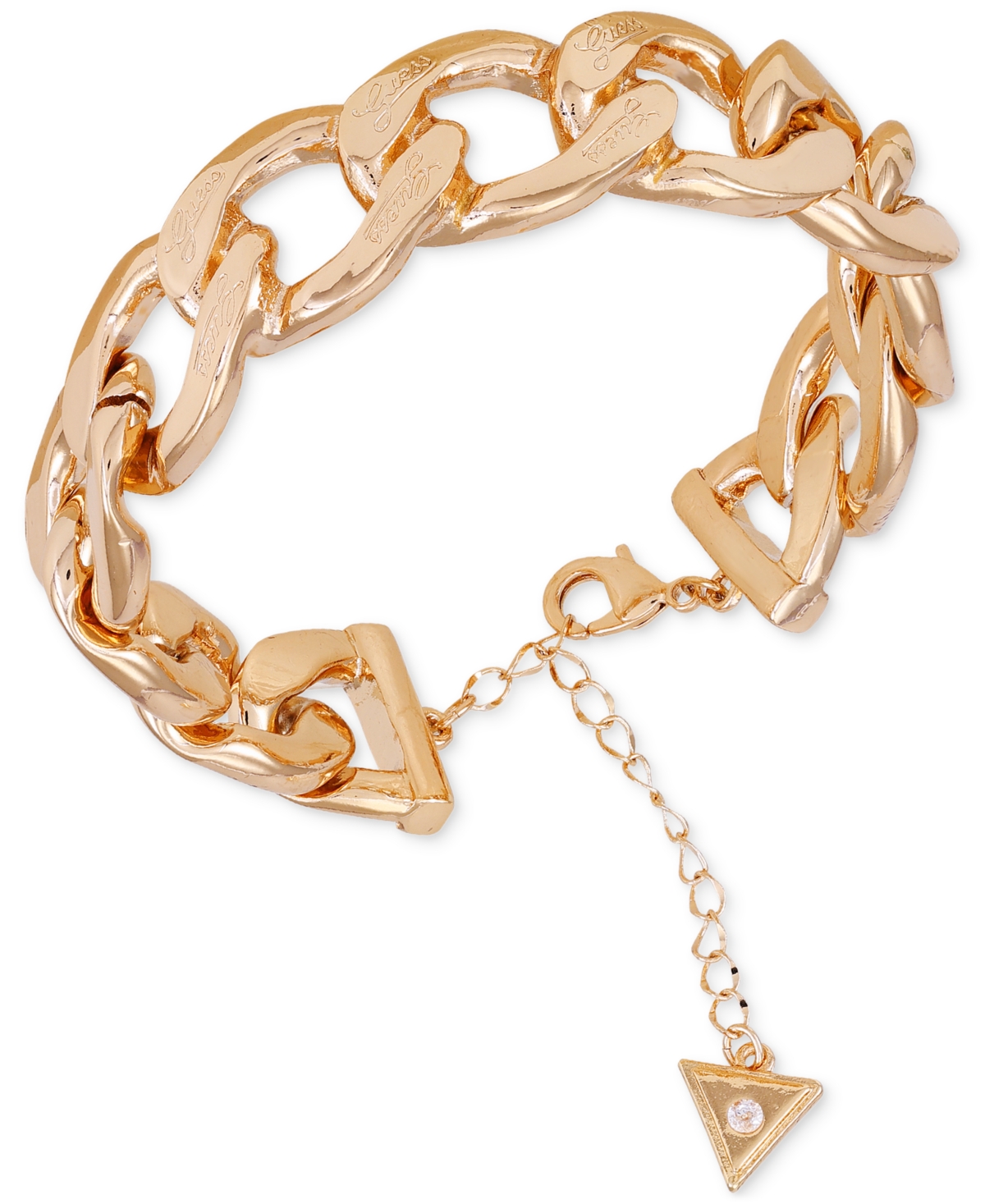 Gold-Tone Logo-Detail Graduated Chunky Curb Chain Bracelet - Gold