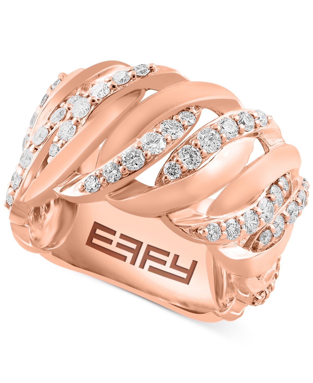 Effy Collection Effy Diamond Chain Link Inspired Statement Ring (7/8 Ct. T.w.) In 14k Rose Gold In Rose Gld