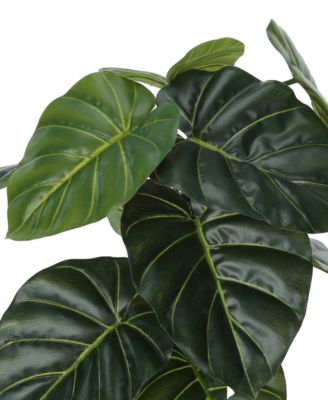 24" Indoor Artificial Alocasia Plant with Decorative Black Pot