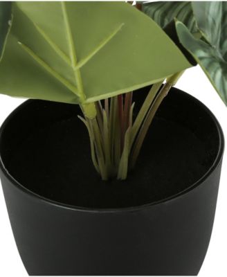 13" Indoor Artificial Epipremnum Plants with Decorative Black Pots, Set Of 2