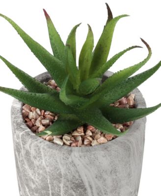 6" Indoor Artificial Succulent Plants with Decorative Grey Cement Pots, Set Of 2