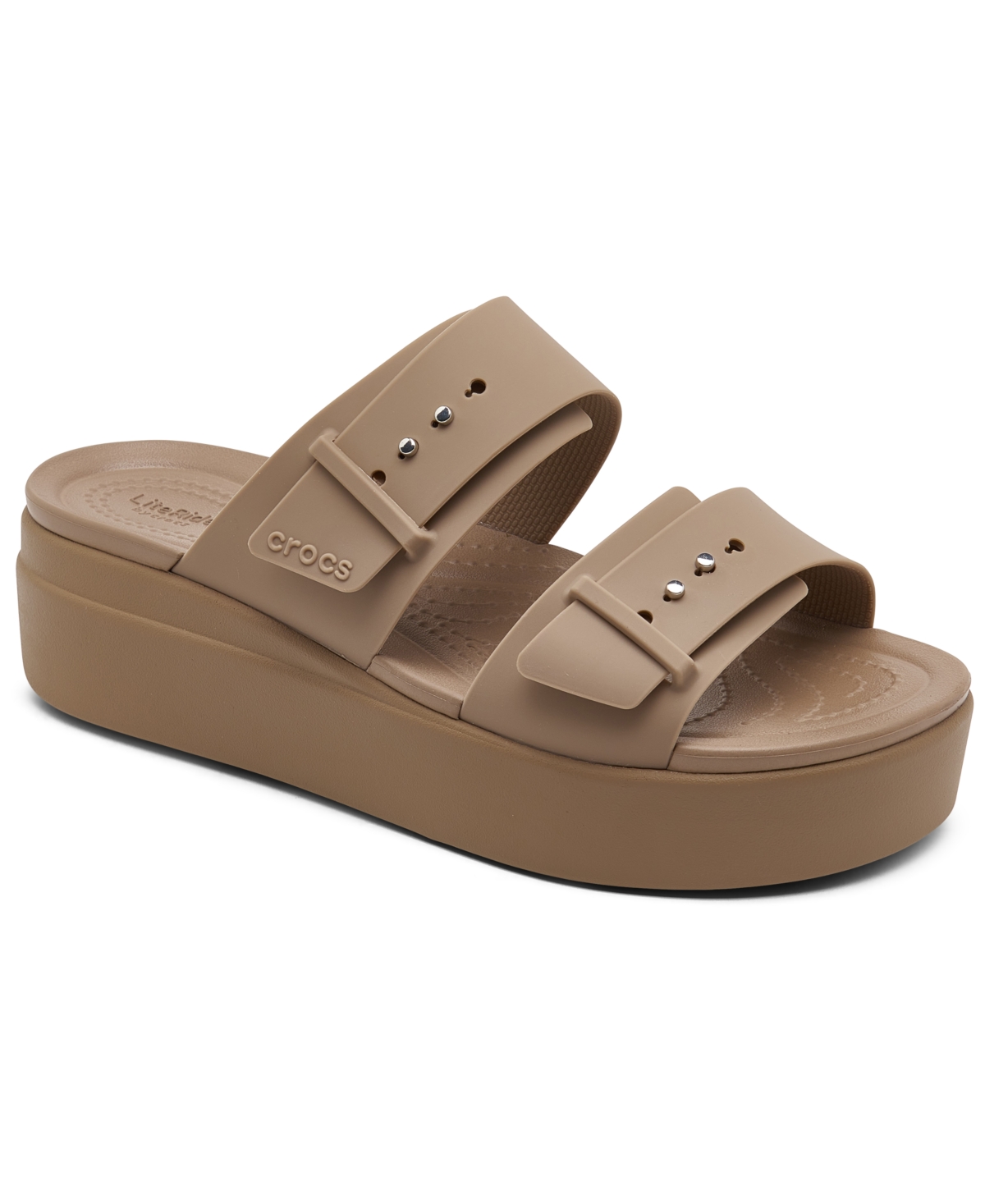 Crocs Women's Brooklyn Low Wedge Sandals From Finish Line In Brown