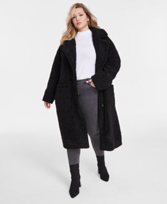 BCBGMAXAZRIA Plus Size Notched Collar Teddy Coat Macy s