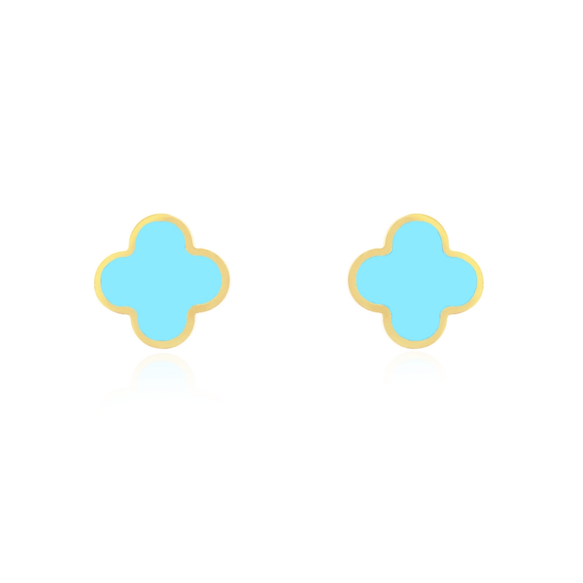 Small Turquoise Clover Stud Earrings - Turquoise/aqua