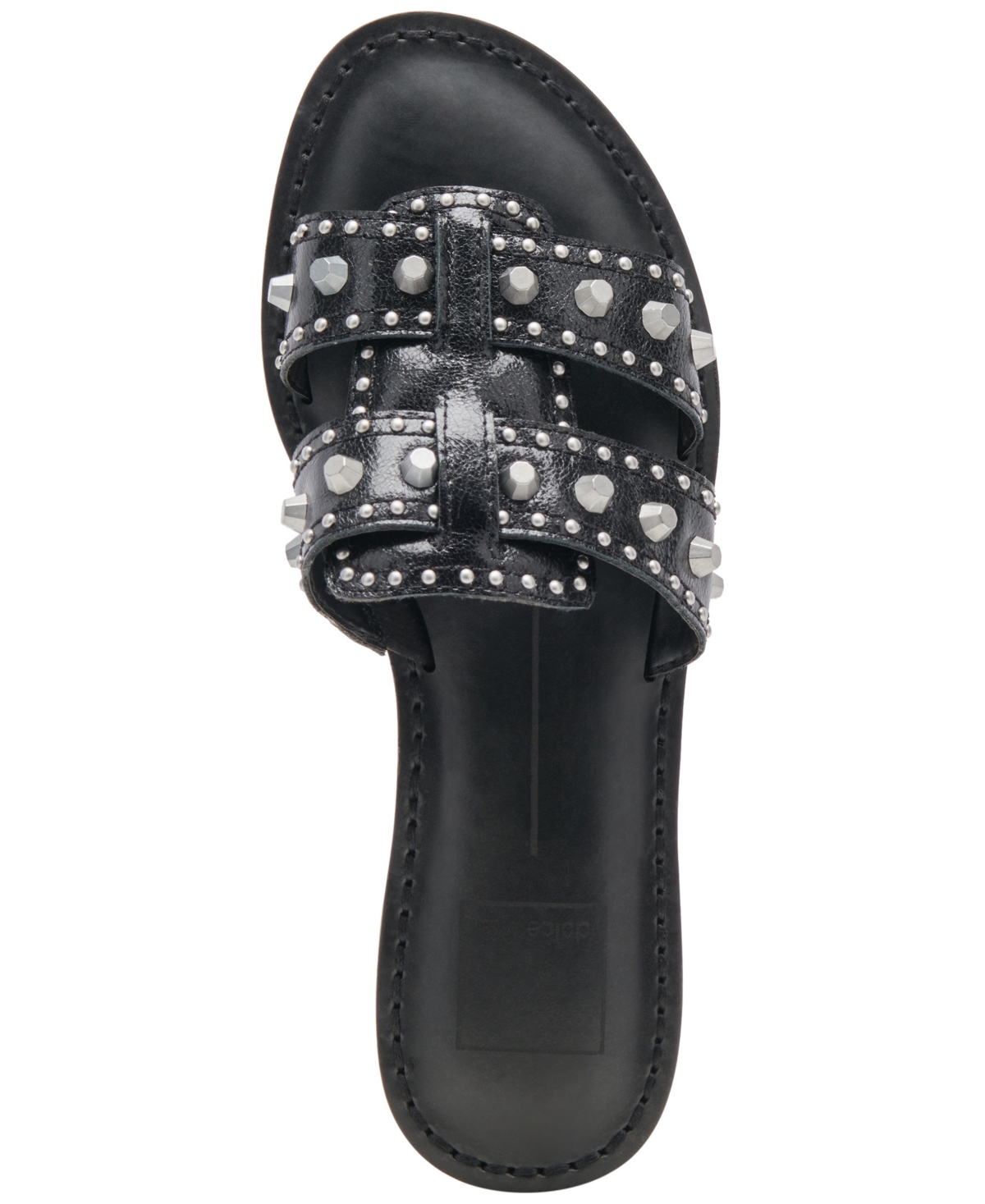 Shop Dolce Vita Women's Wesla Studded Slide Sandals In Midnight Crinkle Patent,studs
