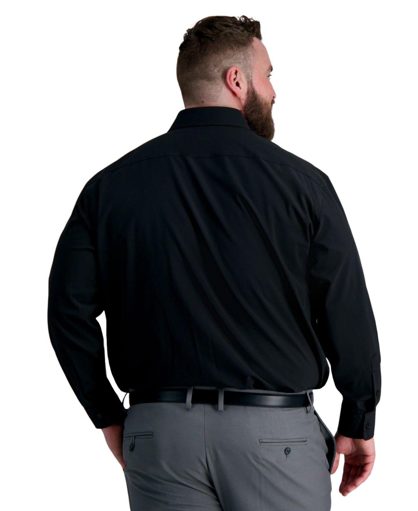 Мужская рубашка Haggar Big & Tall Smart Wash® Classic Fit Dress Shirt, цвет: Чёрный — фото 6