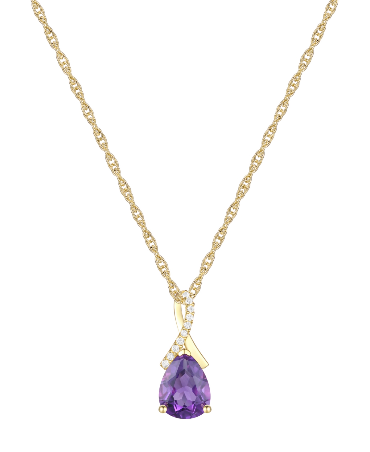 Shop Macy's Amethyst (1-1/3 Ct. T.w.) & Lab-grown White Sapphire (1/20 Ct. T.w.) Pear 18" Pendant Necklace In 14