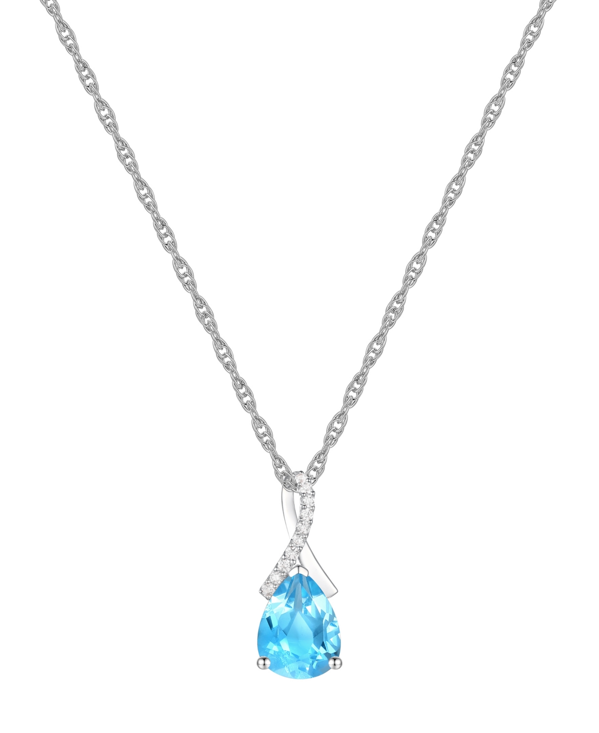 Shop Macy's Amethyst (1-1/3 Ct. T.w.) & Lab-grown White Sapphire (1/20 Ct. T.w.) Pear 18" Pendant Necklace In 14 In Blue Topaz