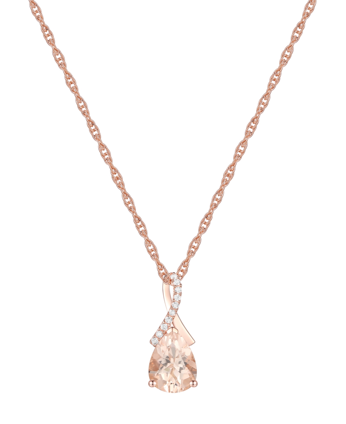 Shop Macy's Amethyst (1-1/3 Ct. T.w.) & Lab-grown White Sapphire (1/20 Ct. T.w.) Pear 18" Pendant Necklace In 14 In Morganite