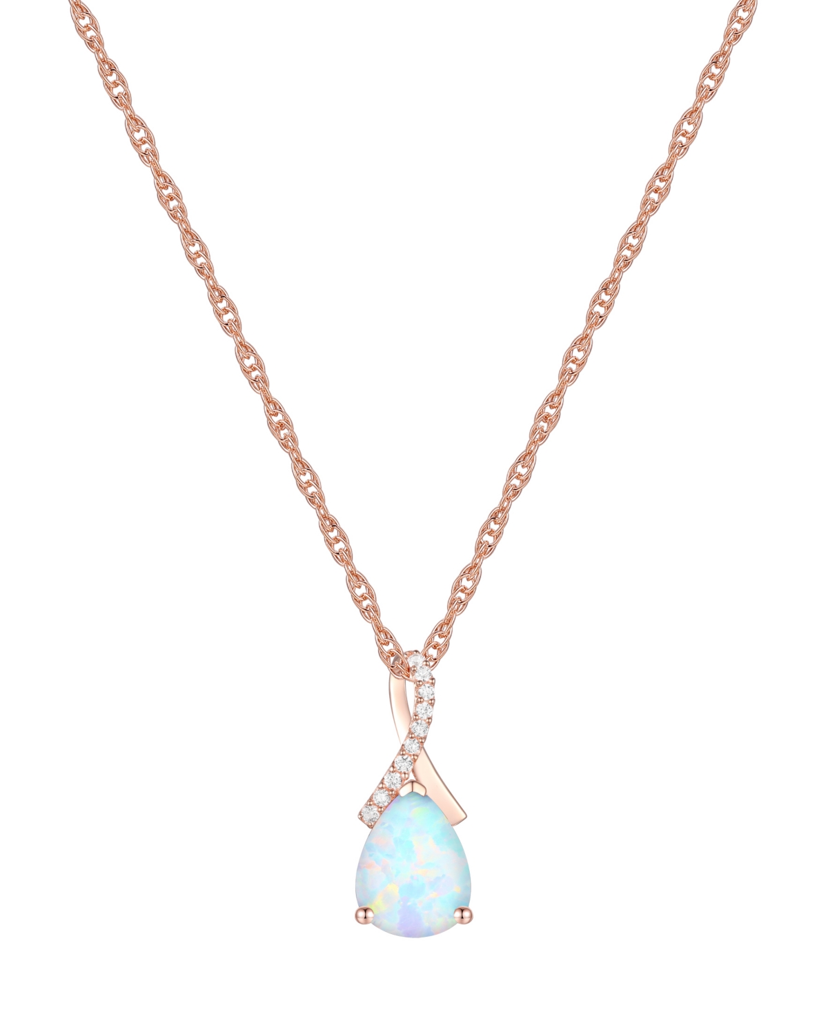 Shop Macy's Amethyst (1-1/3 Ct. T.w.) & Lab-grown White Sapphire (1/20 Ct. T.w.) Pear 18" Pendant Necklace In 14 In Opal