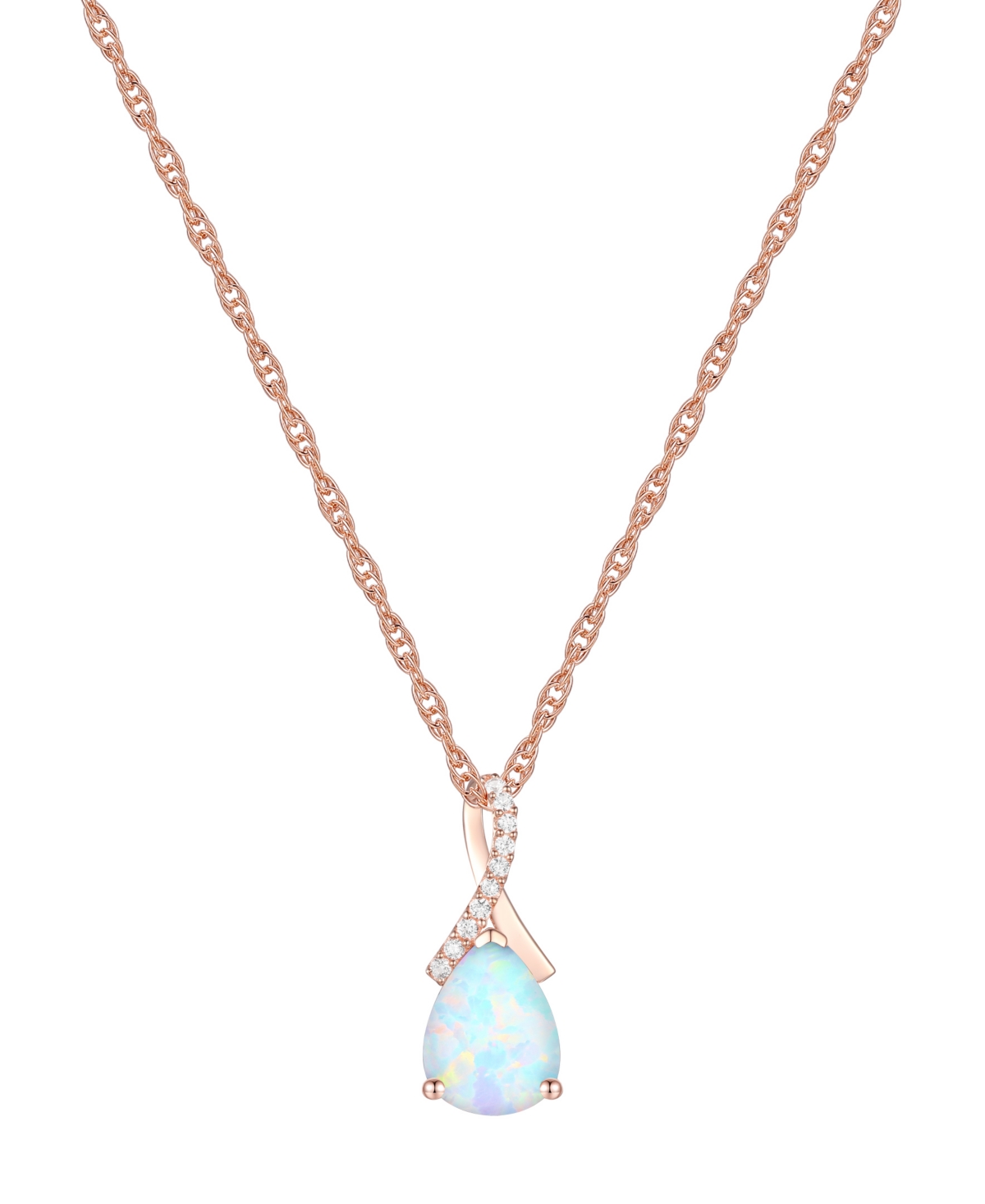 MACY'S AMETHYST (1-1/3 CT. T.W.) & LAB-GROWN WHITE SAPPHIRE (1/20 CT. T.W.) PEAR 18" PENDANT NECKLACE IN 14 