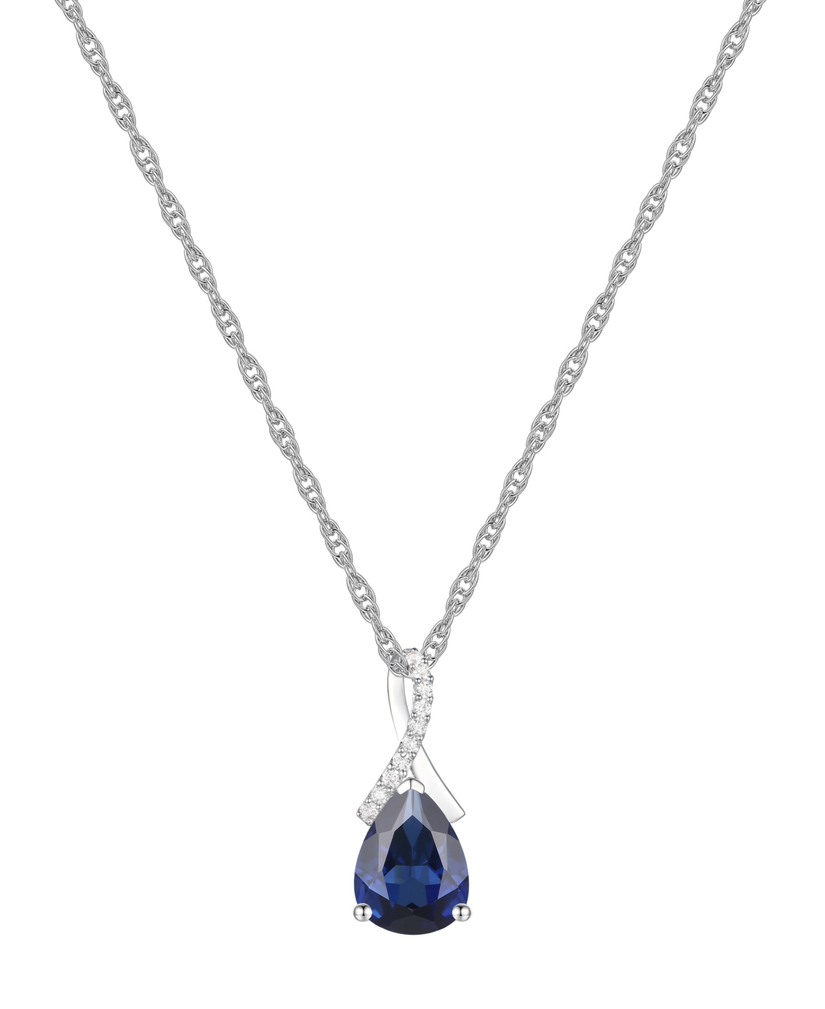 MACY'S AMETHYST (1-1/3 CT. T.W.) & LAB-GROWN WHITE SAPPHIRE (1/20 CT. T.W.) PEAR 18" PENDANT NECKLACE IN 14 