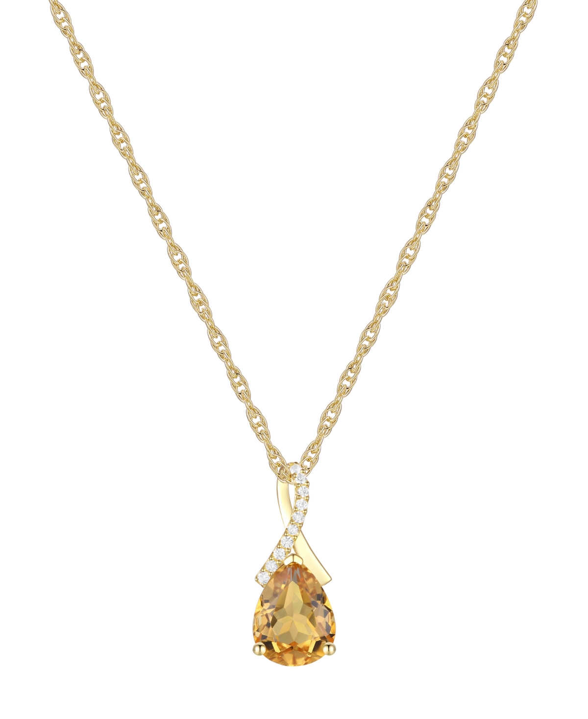Macy's Amethyst (1-1/3 Ct. T.w.) & Lab-grown White Sapphire (1/20 Ct. T.w.) Pear 18" Pendant Necklace In 14 In Citrine