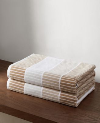 Blocked Terry Yarn Dyed Stripe Beach Towel Set, 68" x 36"