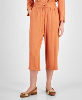 JM Collection - Women's Smocked-Waist Cropped Pants