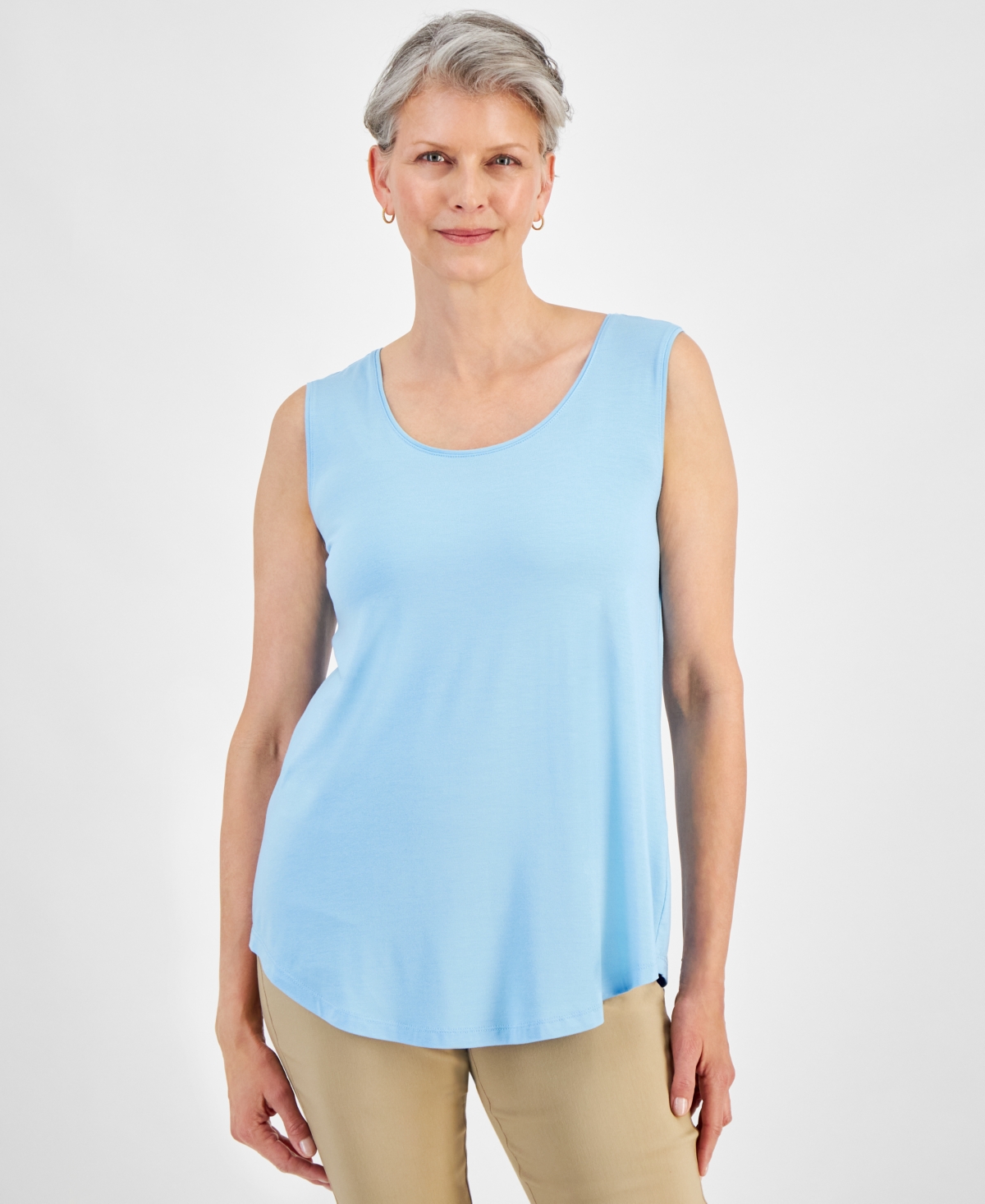 Shop Jm Collection Women's Scoop-neck Sleeveless Tank Top, Regular & Petite, Created For Macy's In Icicle Blue