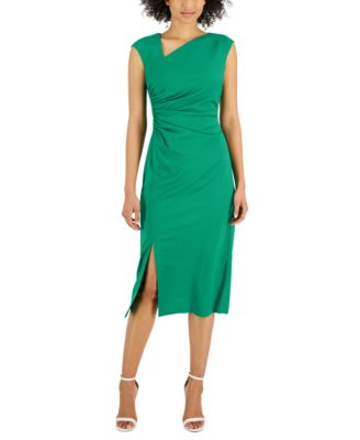 Anne Klein - Women's Asymmetrical-Neck Midi Dress
