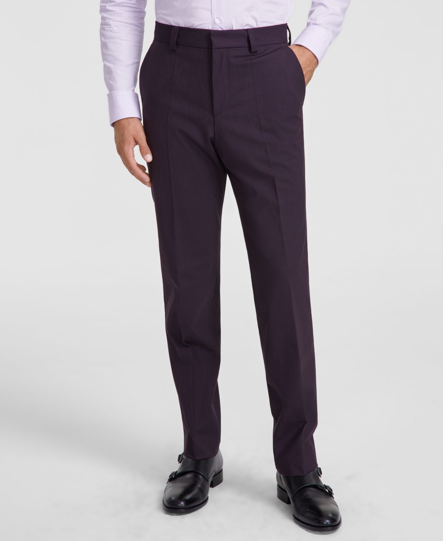 Мужские брюки Hugo Boss Modern-Fit Solid Suit Separate, цвет: Фиолетовый — фото 3