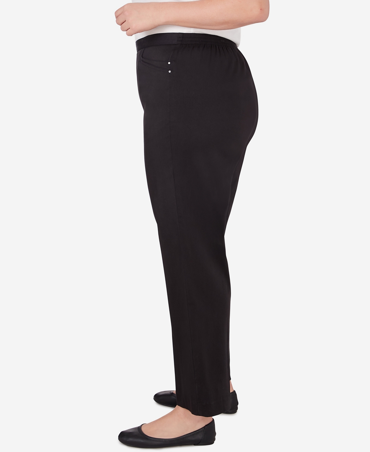Shop Alfred Dunner Plus Size Opposites Attract Short Length Sateen Pant In Black