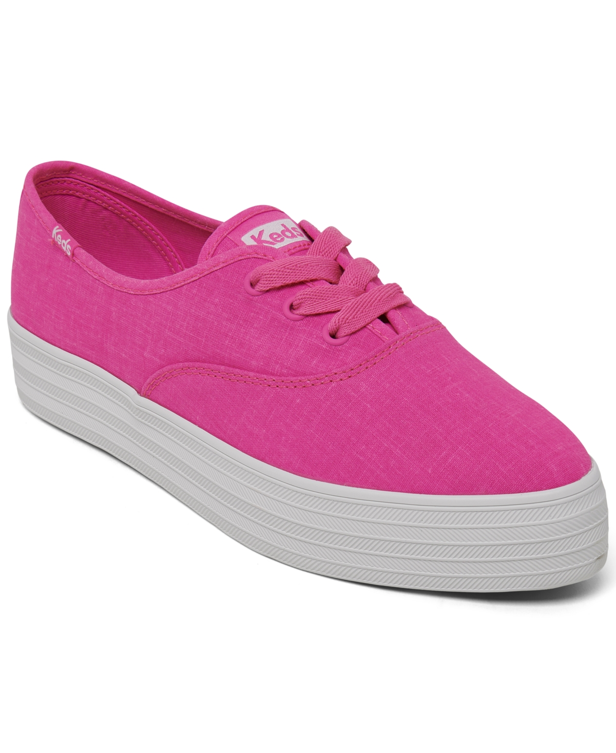 Women's Point Canvas Lace-Up Platform Casual Sneakers from Finish Line - Bright Pink