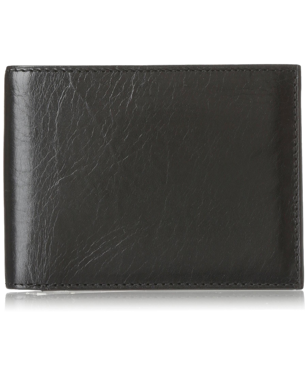 Men's Wallet, Old Leather Continental Bifold Wallet with I.d. Flap - Black