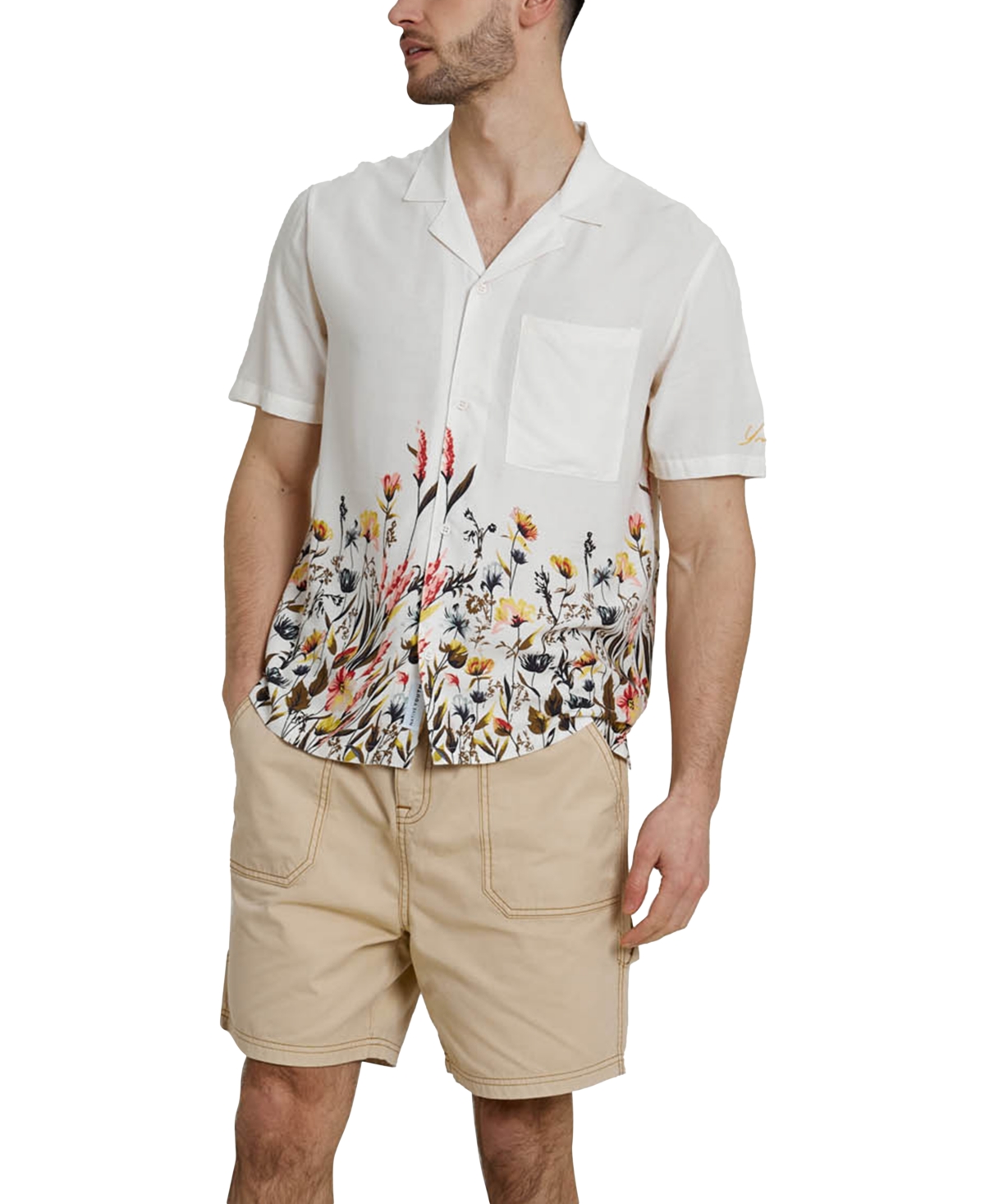 Men's Regular-Fit Floral Shirt - Cream