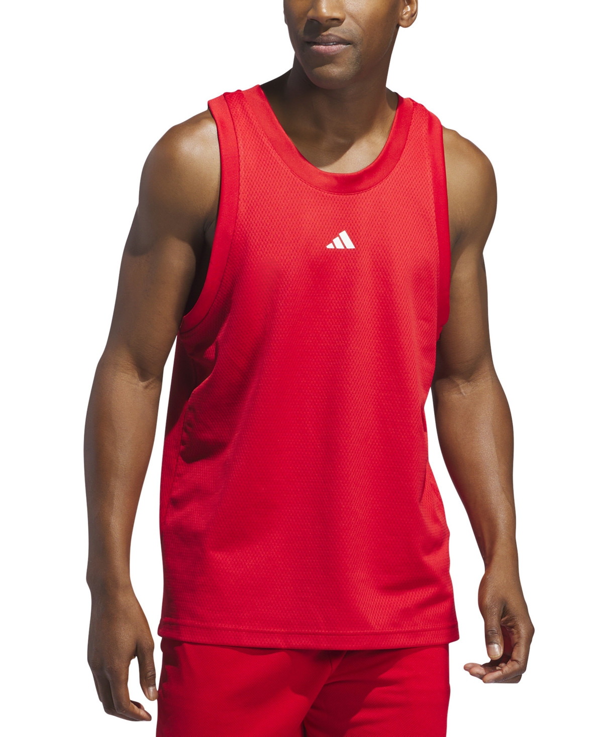 Shop Adidas Originals Men's Legends Sleeveless 3-stripes Logo Basketball Tank In Scarlet