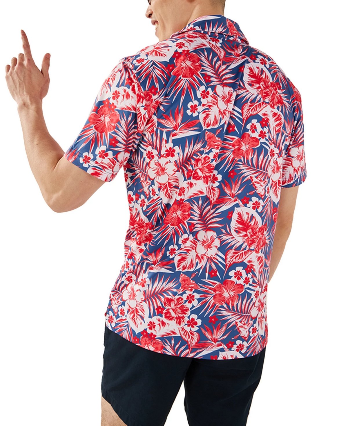 Shop Chubbies Men's Slim Fit Red, White Flowers & Palm Short Sleeve Performance 2.0 Polo Shirt In Bright Red