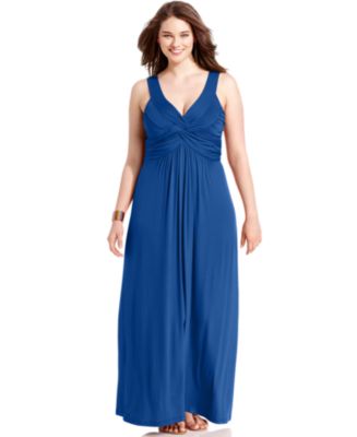 ING Plus Size Sleeveless Ruched Maxi Dress - Dresses - Plus Sizes - Macy's