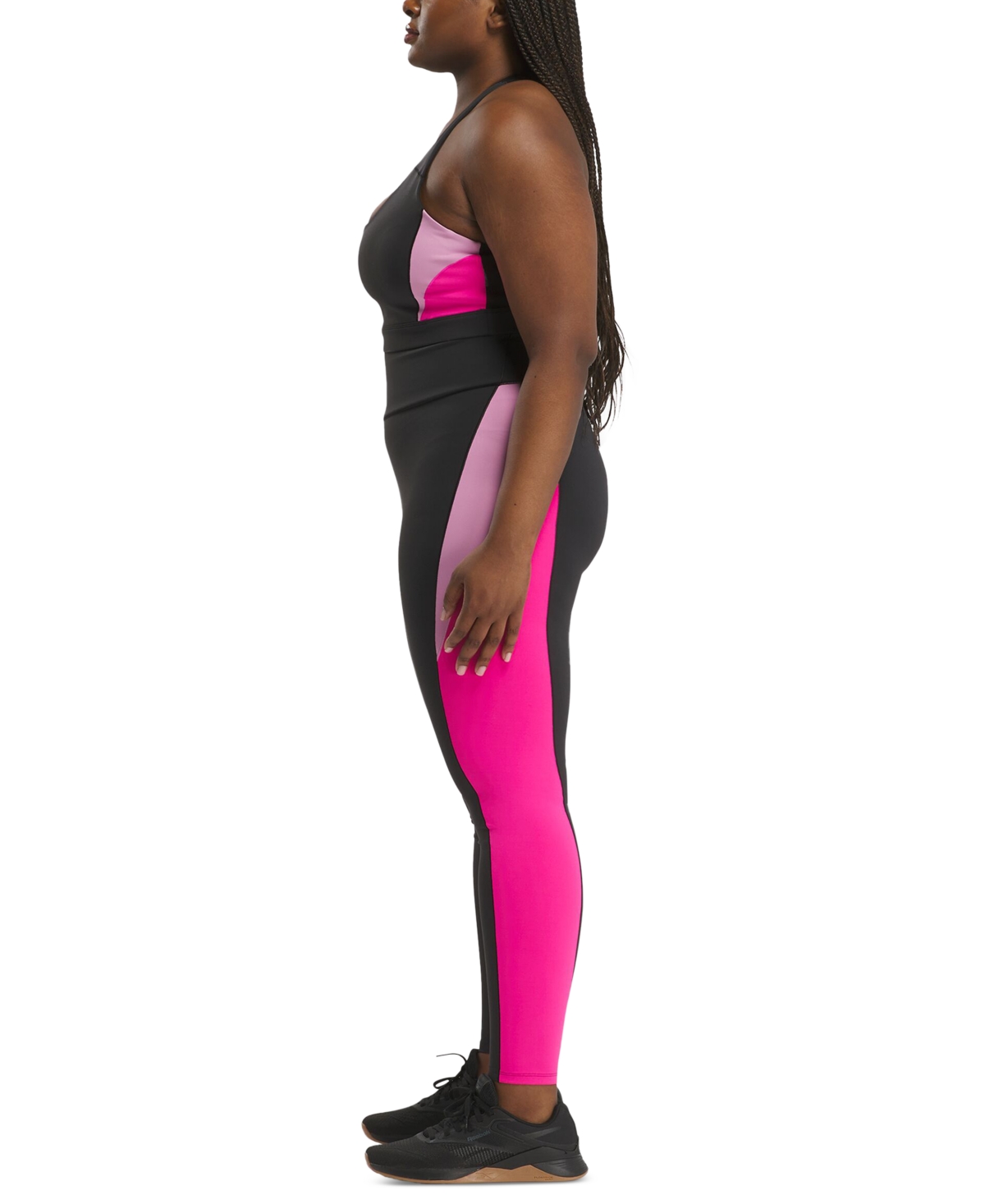Reebok Plus Size Lux Colorblocked Racerback Sports Bra -Pink