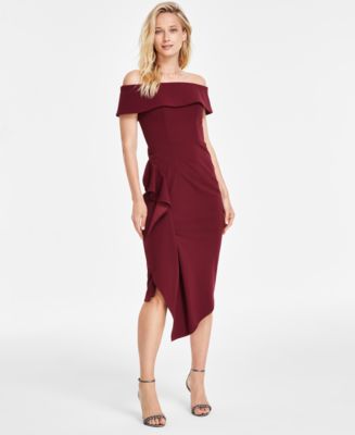 Betsy and adam ruffled one shoulder dress best sale