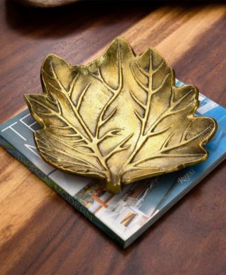 10in. Gold Tree of Life Leaf Decorative Accent Tray