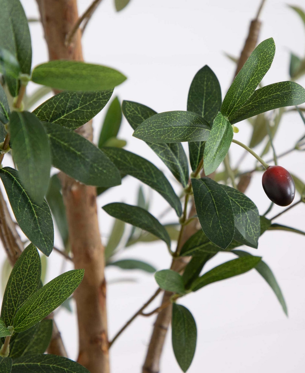 Shop Nearly Natural 8ft. Artificial Olive Tree With Natural Trunk In Green