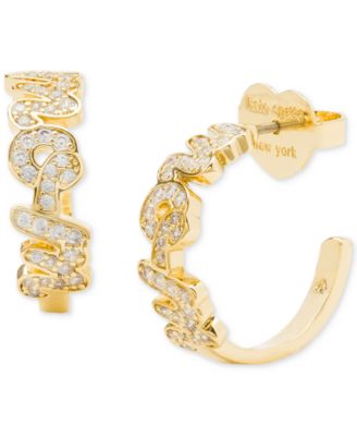 kate spade new york - Gold-Tone Love You, Mom Crystal Small Huggie Hoop Earrings