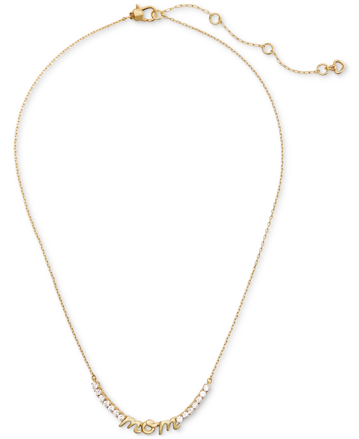 Shop Kate Spade Gold-tone Love You, Mom Crystal Necklace, 16" + 3" Extender In Clear,gold