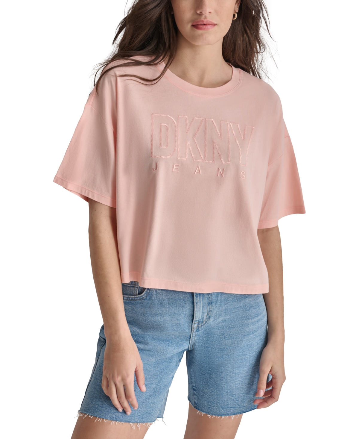 Women's Cropped-Fit Short-Sleeve Logo T-Shirt - Peach Melba