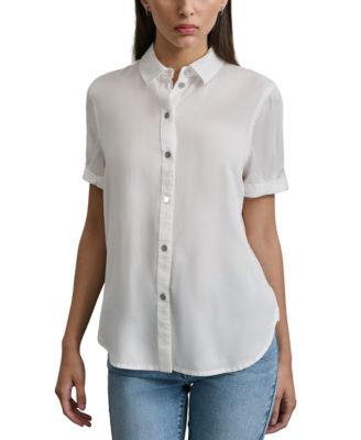 Chemise Femme DKNY JEANS Bordeaux à Rayures, Manches Longues, Taille S - Neuve Avec étiquettes