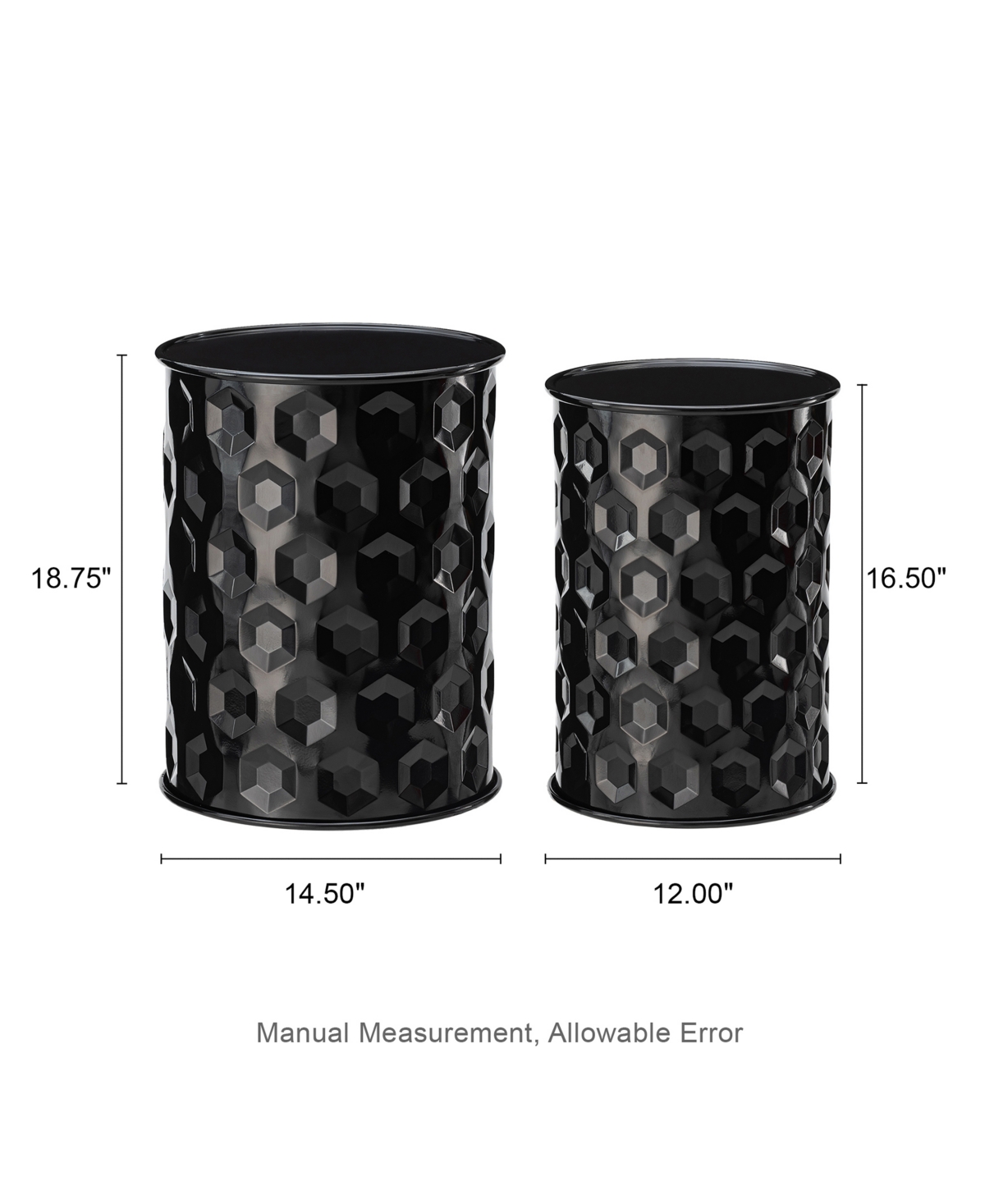 Glitzhome Set of 2 Multi-Functional HoneycombMetal Garden Stool or Planter Stand - Black