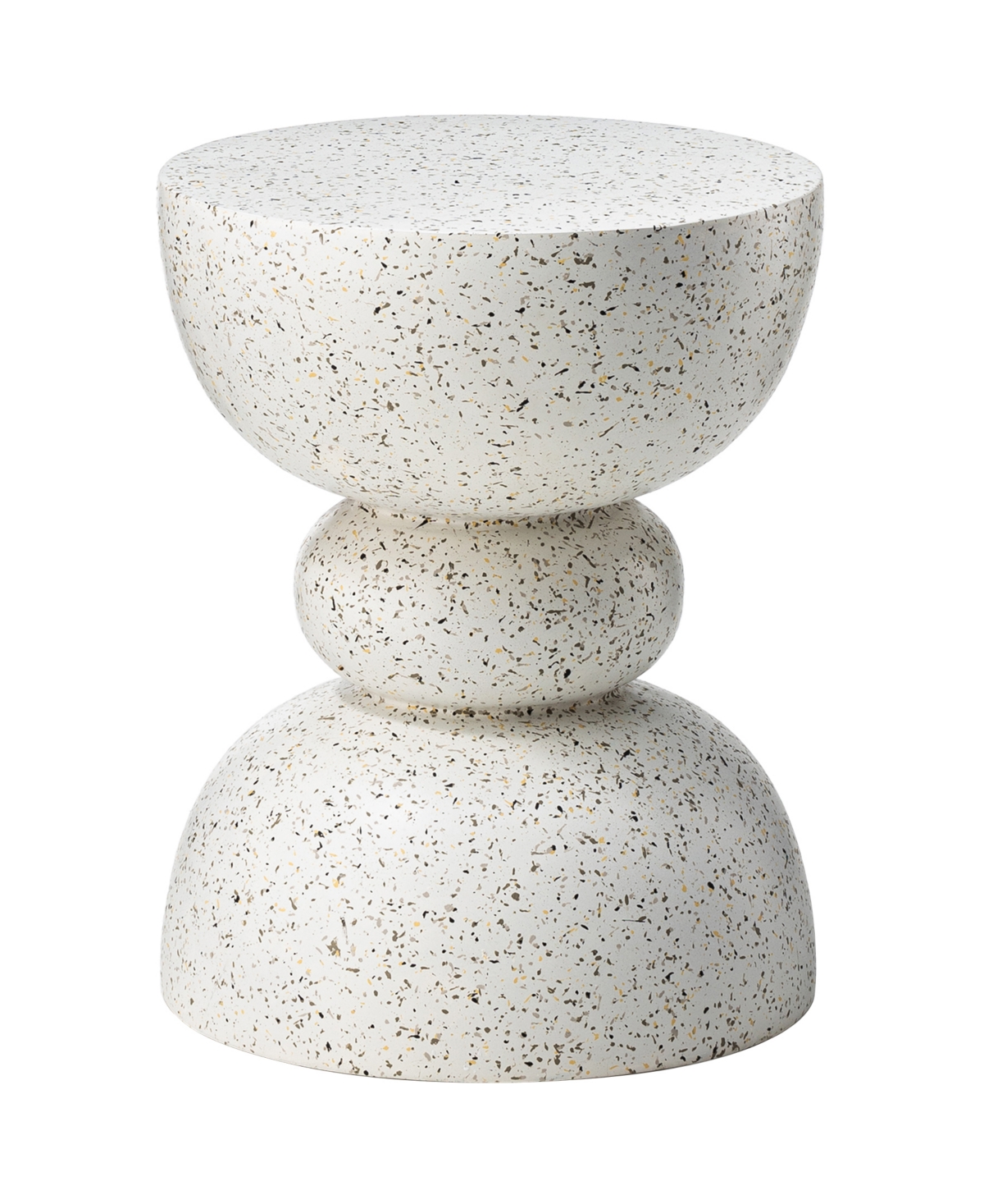 Multi-functional Faux Terrazzo Garden Stool or Plant Stand or Accent Table - White